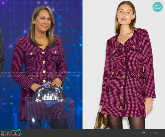 Derek Lam 10 Crosby Long Sleeve Tweed Mini Dress worn by Ginger Zee on Good Morning America