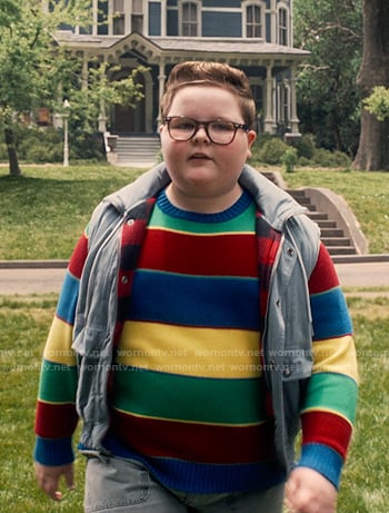 Derek’s multicolor stripe sweater on Stranger Things