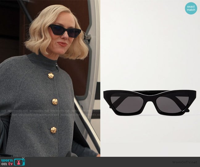 Dior DiorMidnight B1I cat-eye acetate sunglasses worn by Liberty Ronson (Naomi Watts) on Alls Fair
