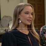 Donna’s navy puff-sleeve keyhole top on The Bold and the Beautiful