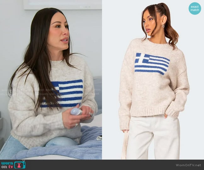 Edikted Greece Oversize Chunky Sweater worn by Angie Katsanevas on The Real Housewives of Salt Lake City