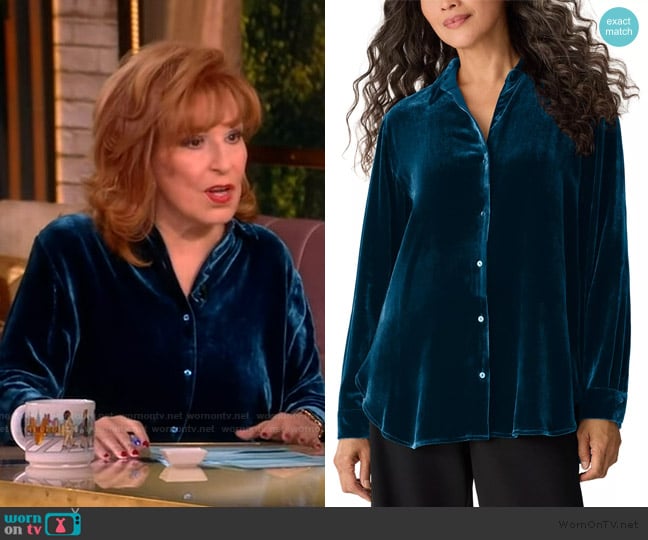 Eileen Fisher Classic Collar Long Shirt worn by Joy Behar on The View