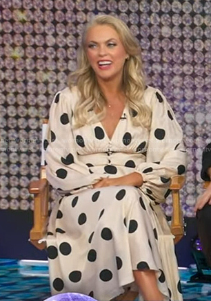 Elaine Hendrix’s whtie polka dot dress on Good Morning America