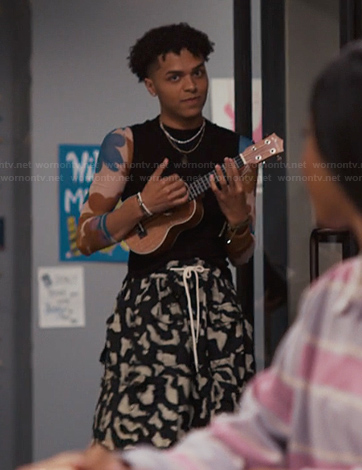 Eli’s black and white printed skirt on Bel-Air