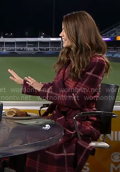 Elizabeth Cook’s red plaid coat on CBS Mornings