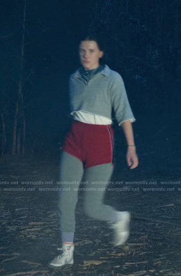 El’s white high cut sneakers on Stranger Things