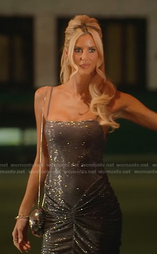 Emma’s grey embellished gown on Selling Sunset