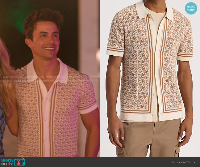 Express Geo Cotton Short Sleeve Sweater Polo worn by (Gio Helou) on Selling the OC