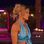 Fiona’s blue satin halter top and skirt on Selling the OC