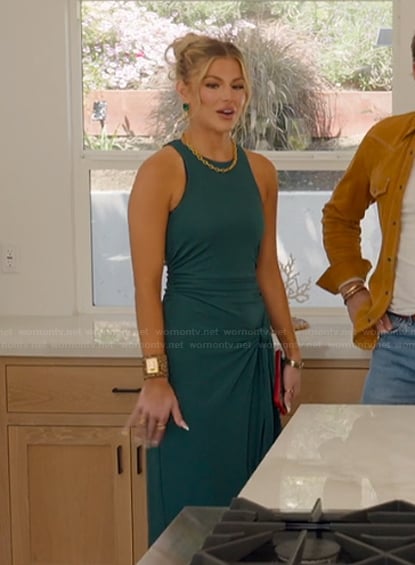 Fiona’s teal sleeveless drape dress on Selling the OC
