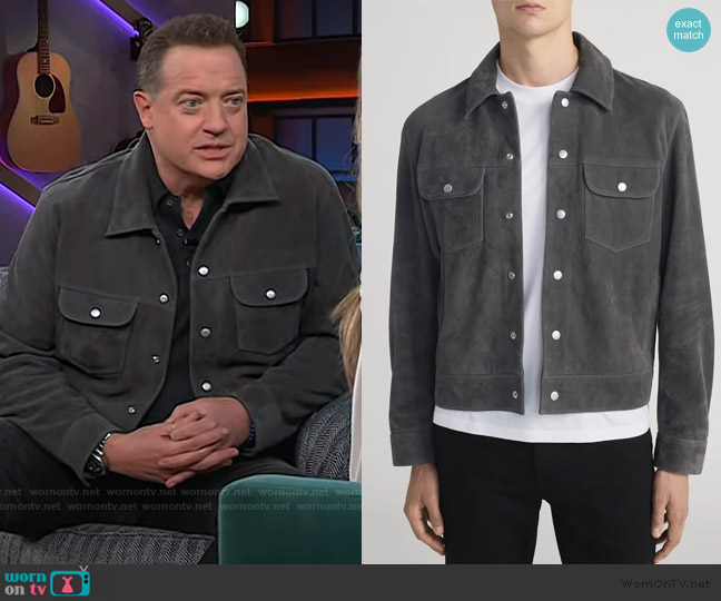 Frame Suede Trucker Jacket worn by Brendan Fraser on The Kelly Clarkson Show