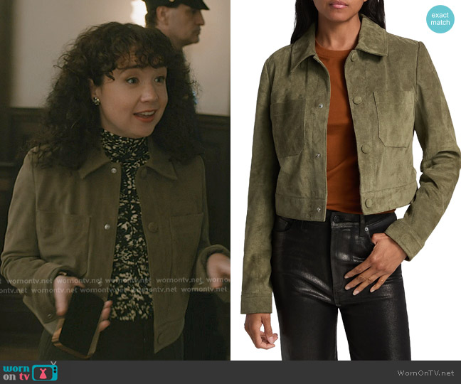 Frame The Small Suede Jacket in Cypress worn by Marissa Gold (Sarah Steele) on Elsbeth