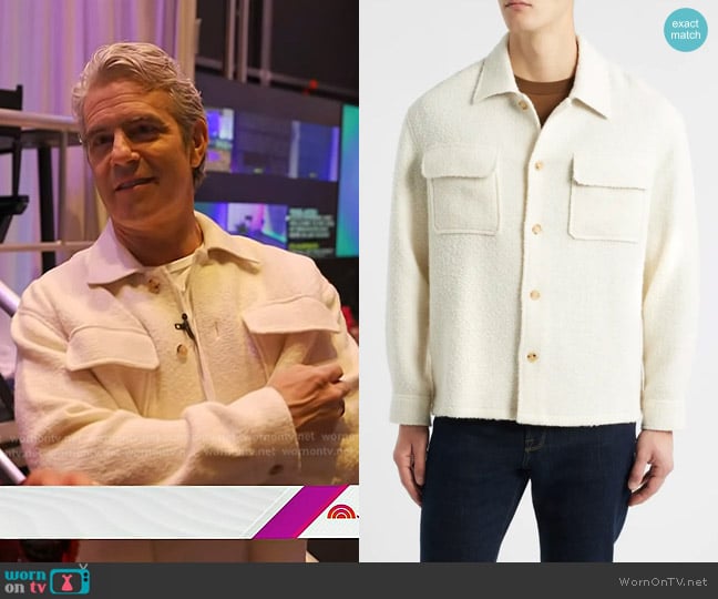 Frame Tweed Overshirt in Warm White worn by Andy Cohen on Today