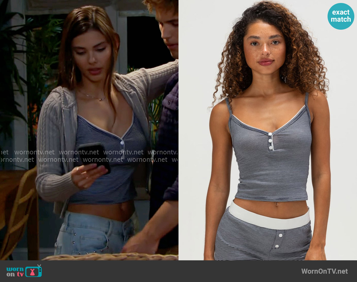 Full Tilt Stripe Button Cami worn by Electra Forrester (Laneya Grace) on The Bold and the Beautiful