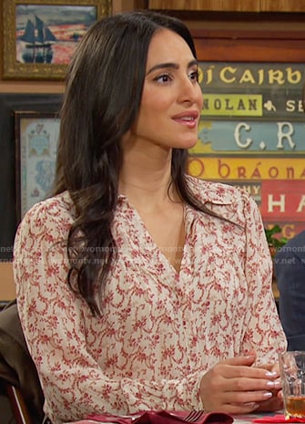 Gabi’s pink floral blouse on Days of our Lives