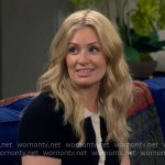 Gemma’s black and white short-sleeve cardigan on The Neighborhood