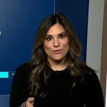 Natalie Pasquarella’s black geometric print knit dress on NBC News Daily