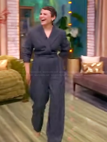Ginnifer Goodwin’s gray pinstripe jumpsuit on The View