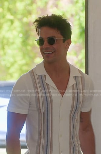 Gio’s whtie striped short sleeve shirt on Selling the OC