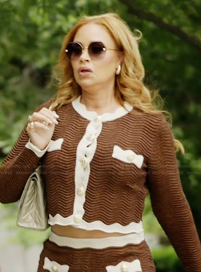 Gizelle’s brown ribbed jacket on The Real Housewives of Potomac