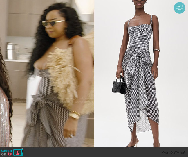 Good American Gingham Square Neck Support One Piece worn by Angel Massie on The Real Housewives of Potomac