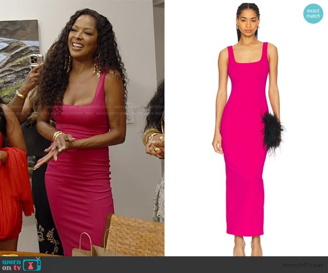 Good American Scuba Modern Tank Maxi Dress worn by Stacey Rusch on The Real Housewives of Potomac