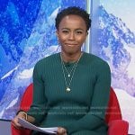 Zinhle’s green ribbed dress on NBC News Daily
