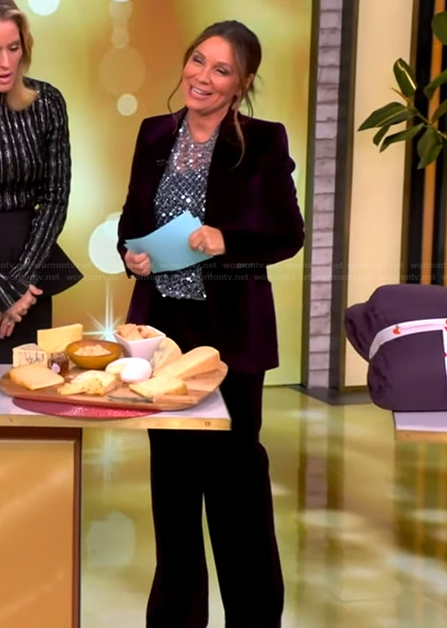 Gretta Monahan’s velvet suit and sequin top on The View