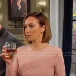Gwen’s pink ribbed sweater on Days of our Lives
