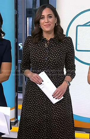Hallie’s black polka dot shirtdress on Today