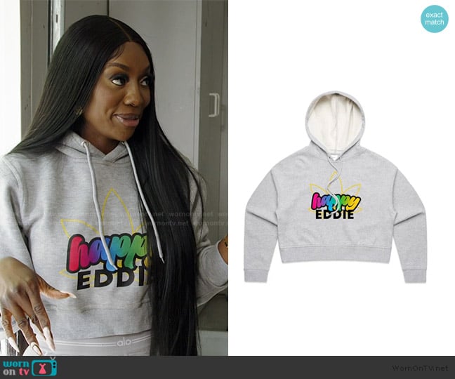 Happy Eddie Freestyle Crop Top Hoodie worn by Wendy Osefo on The Real Housewives of Potomac