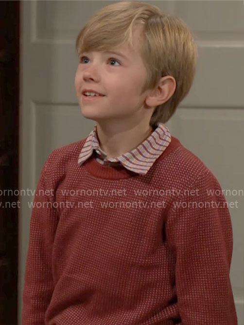 Harrison’s red dotted sweater on The Young and the Restless