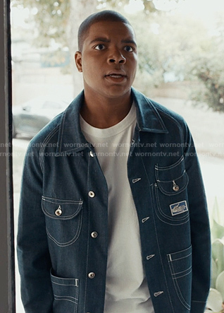 Harry’s denim jacket with white stitching on 9-1-1