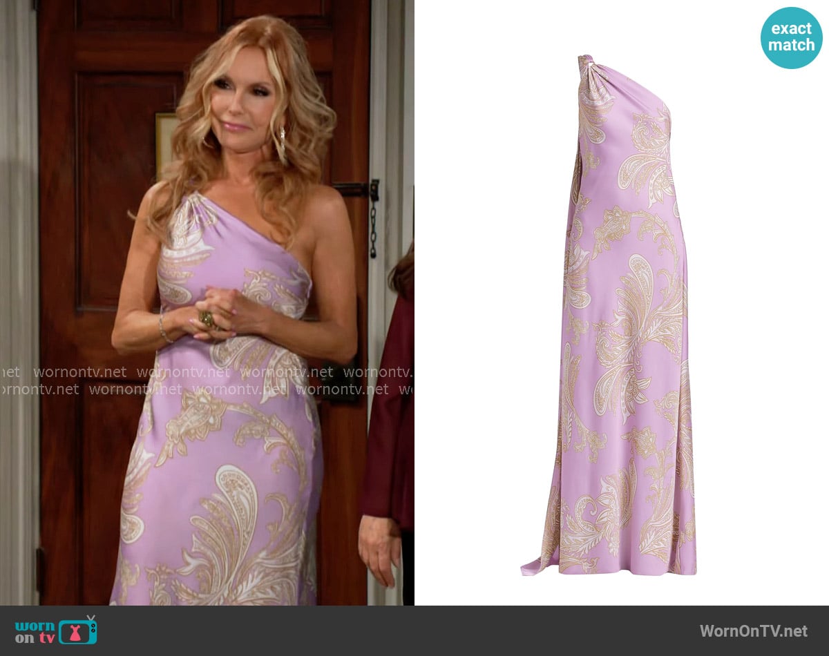Hemant & Nandita Jiah Paisley One-Shoulder Gown worn by Lauren Fenmore (Tracey Bregman) on The Young and the Restless