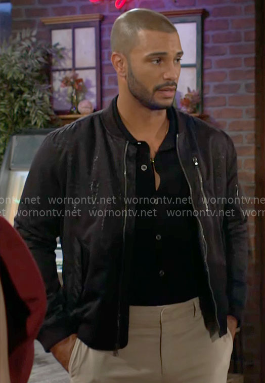 Holden’s black metallic bomber jacket on The Young and the Restless