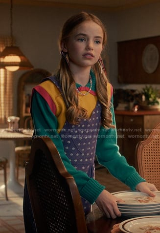 Holly’s purple floral overalls on Stranger Things
