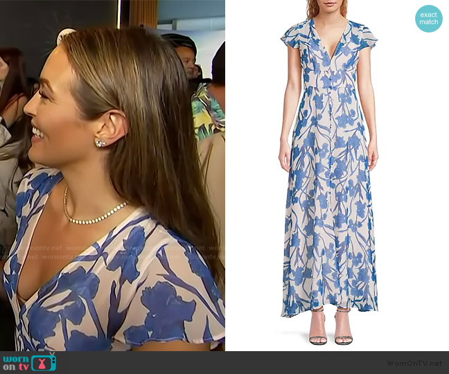 Hutch Nia Floral A-Line Maxi Dress worn by Emily Orozco on Access Hollywood