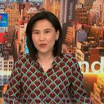 Vicky’s brown geometric print blouse on NBC News Daily