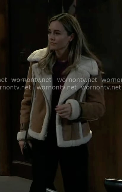 Jacinda’s suede and shearling jacket on General Hospital