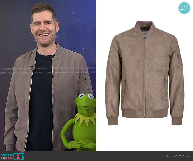 Jack & Jones Jjerocky Faux Suede Bomber Jacket worn by Rob Lake on Today