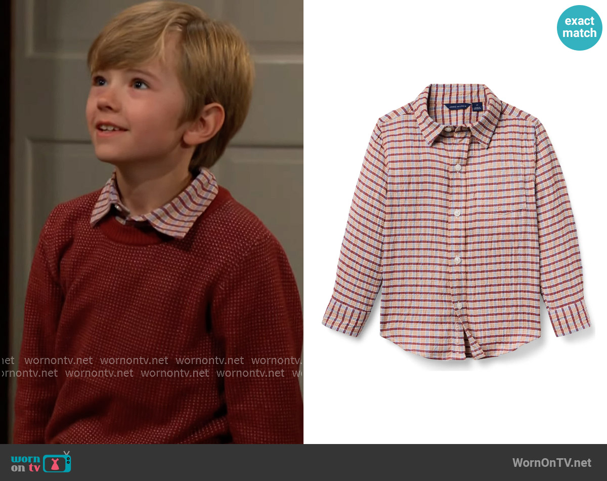 Janie & Jack Plaid Seersucker Twill Shirt worn by Harrison Abbott (Redding Munsell) on The Young and the Restless