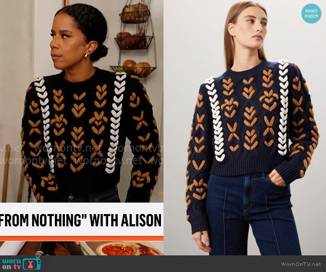 Jason Wu x RTR Braided Sweater worn by Adriana Diaz on CBS Mornings