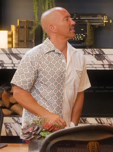 Jason’s mixed print shirt on Selling Sunset