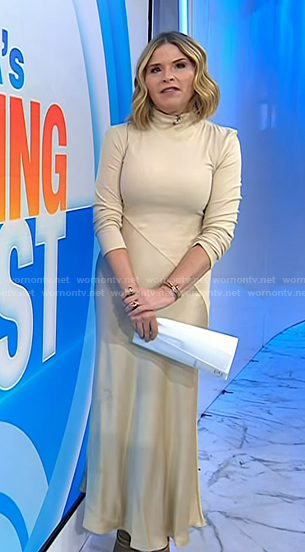 Jenna’s beige mock neck maxi dress on Today