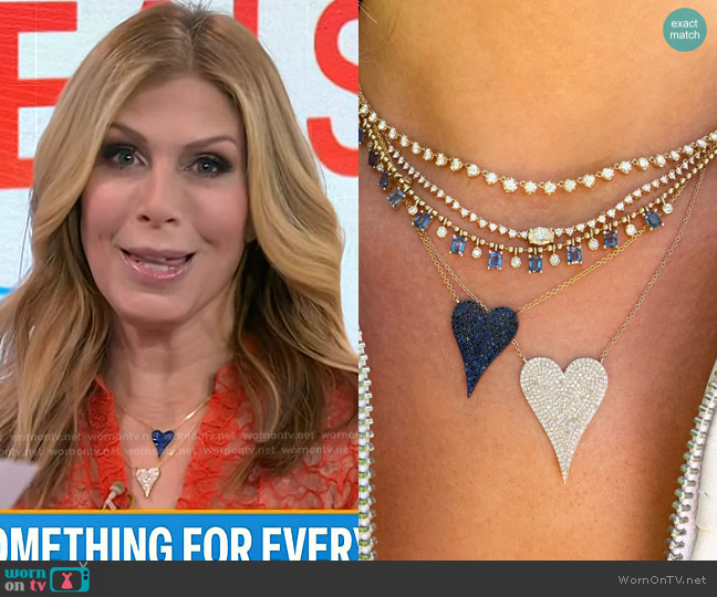 Jennifer Miller Large Diamond Heart Necklace worn by Jill Martin on Today