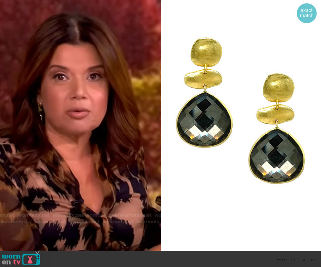 Jennifer Miller Pyrite Drop Earrings worn by Ana Navarro on The View