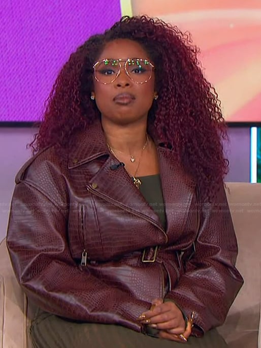 Jennifer’s croc leather belted jacket on The Jennifer Hudson Show