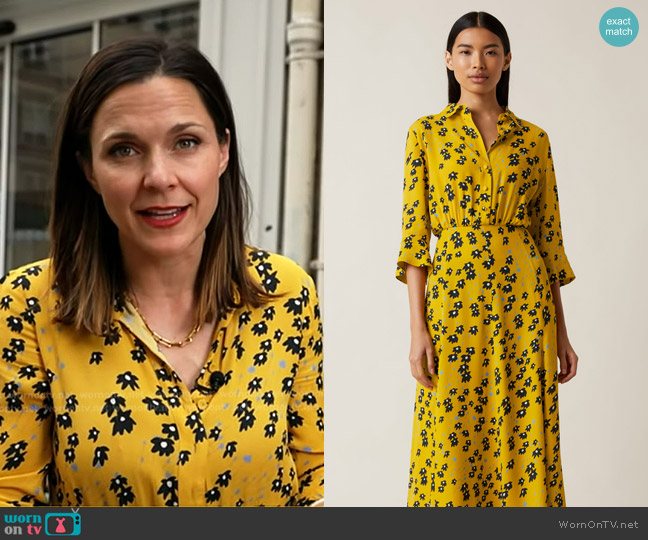 Jigsaw Drifting Ditsy Shirt Dress in Sunflower worn by Maggie Rulli on Good Morning America