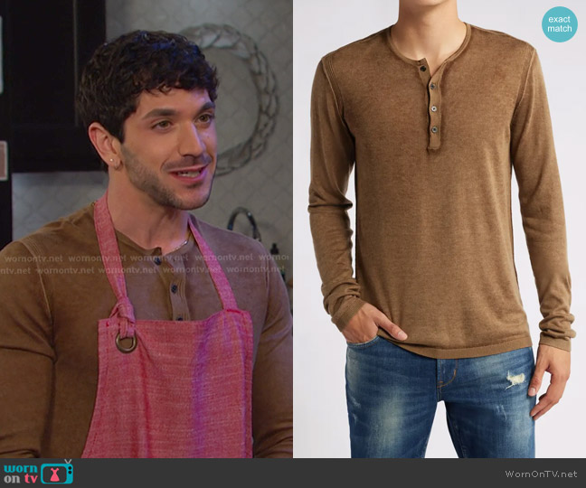 John Varvatos Christie Henley Shirt worn by Javi Hernandez (Al Calderon) on Days of our Lives