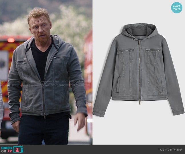 John Varvatos Hooded Denim Jacket worn by Owen Hunt (Kevin McKidd) on Greys Anatomy
